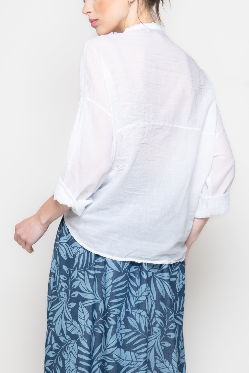 Camicia Oversize con Scollo alla coreana
