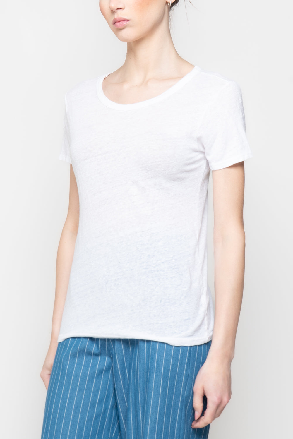 T-shirt paricollo 100% lino