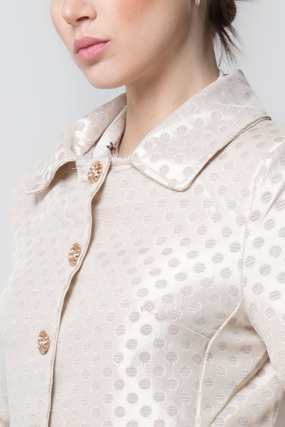 Giacca Cropped Pois Jacquard