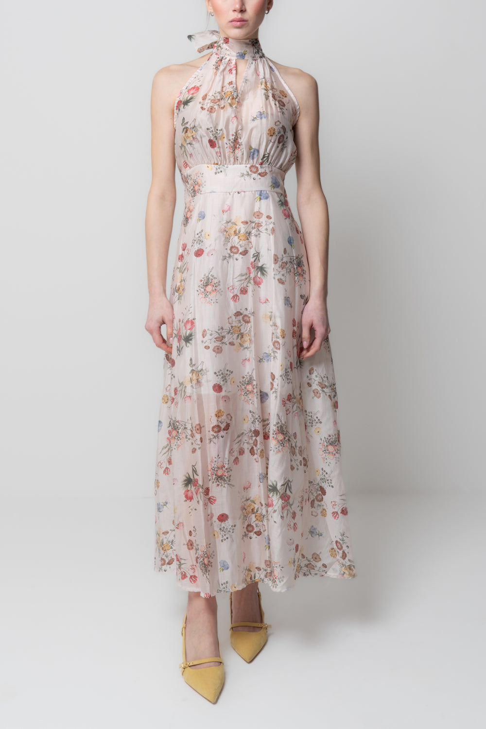 Abito Lungo Floreale Halter