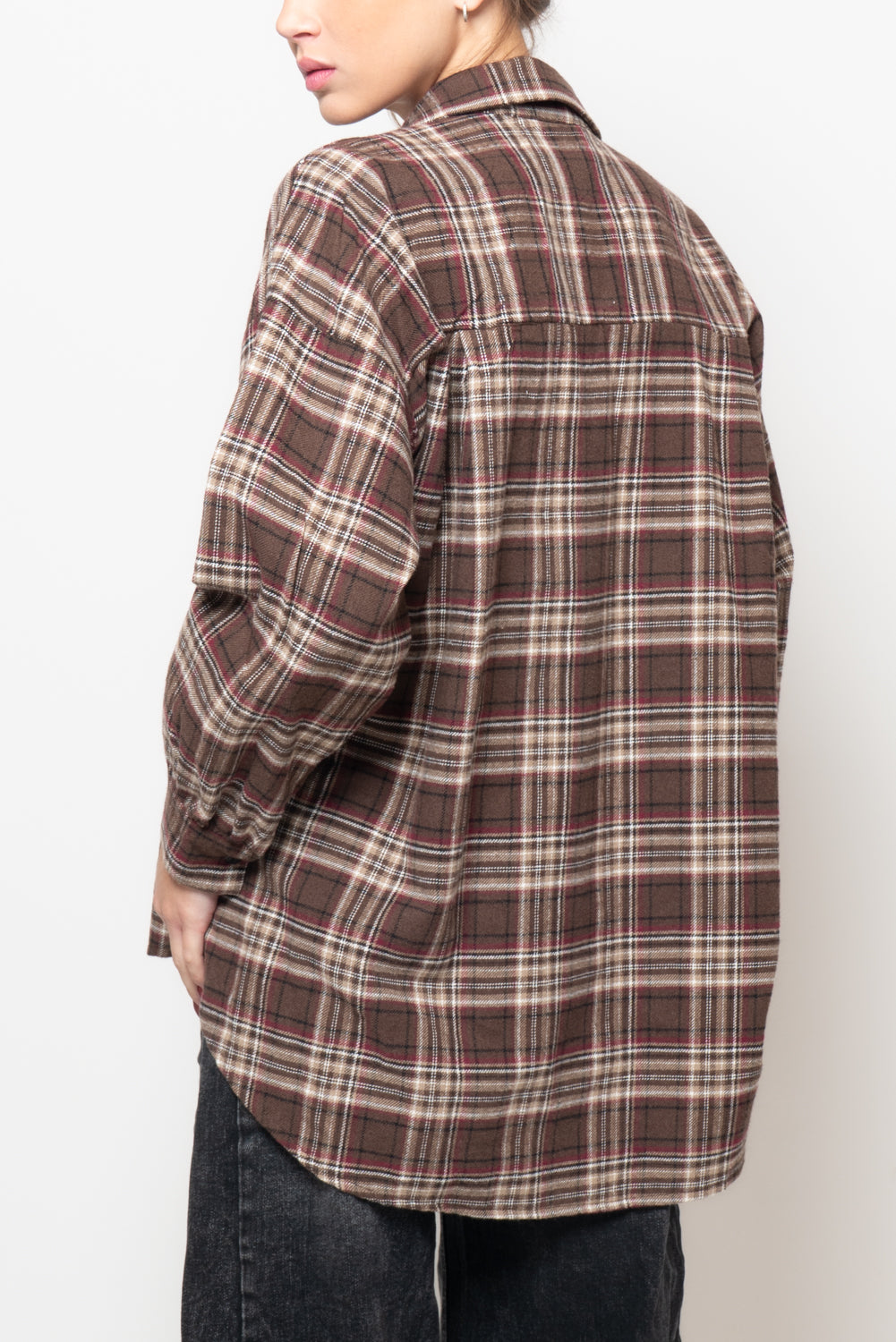 Camicia a quadri con colletto gioiello