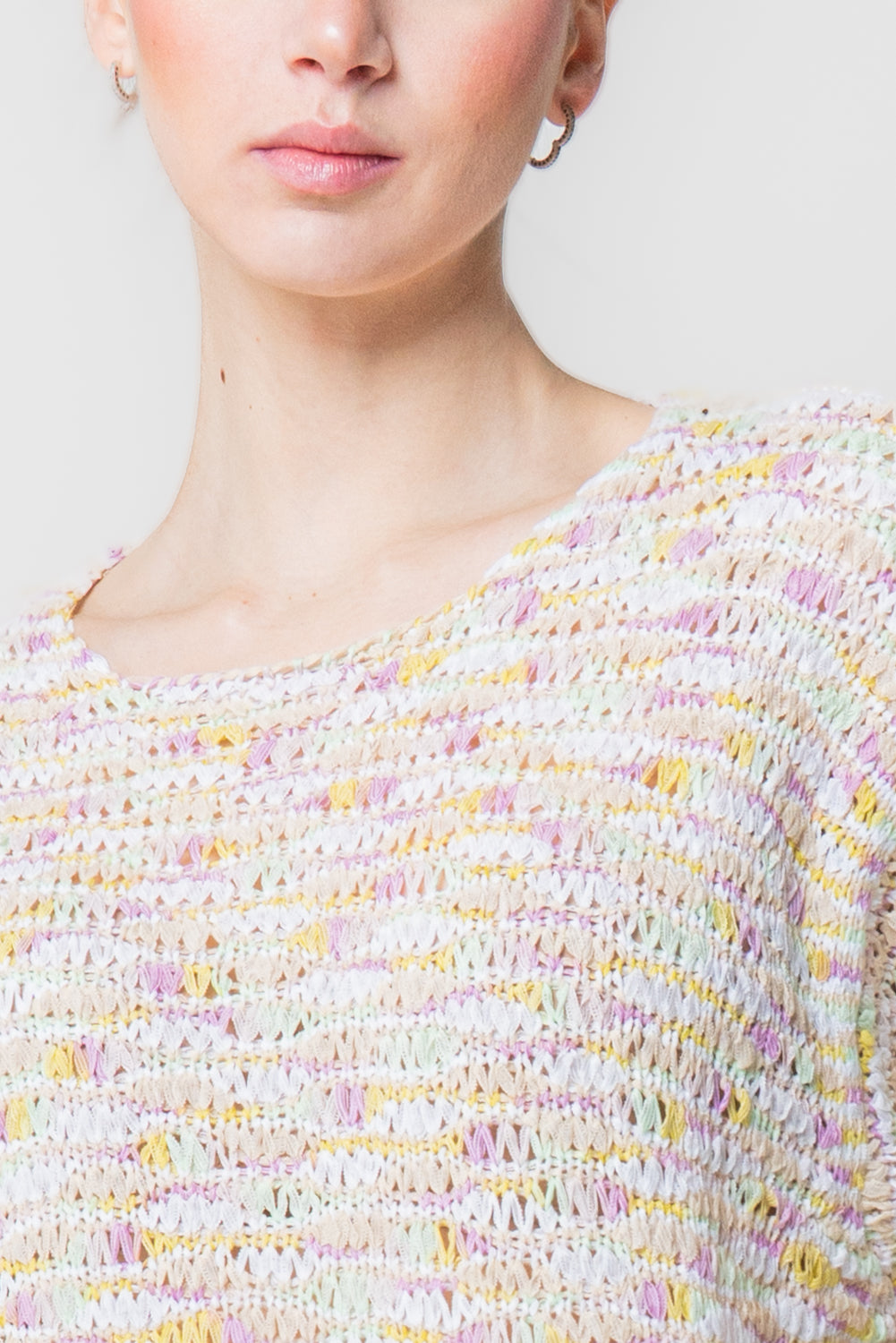 Maglia Girocollo in Filato Fiammato Multicolor