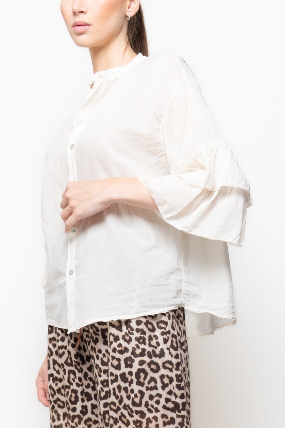 Camicia manica svasata in cotone