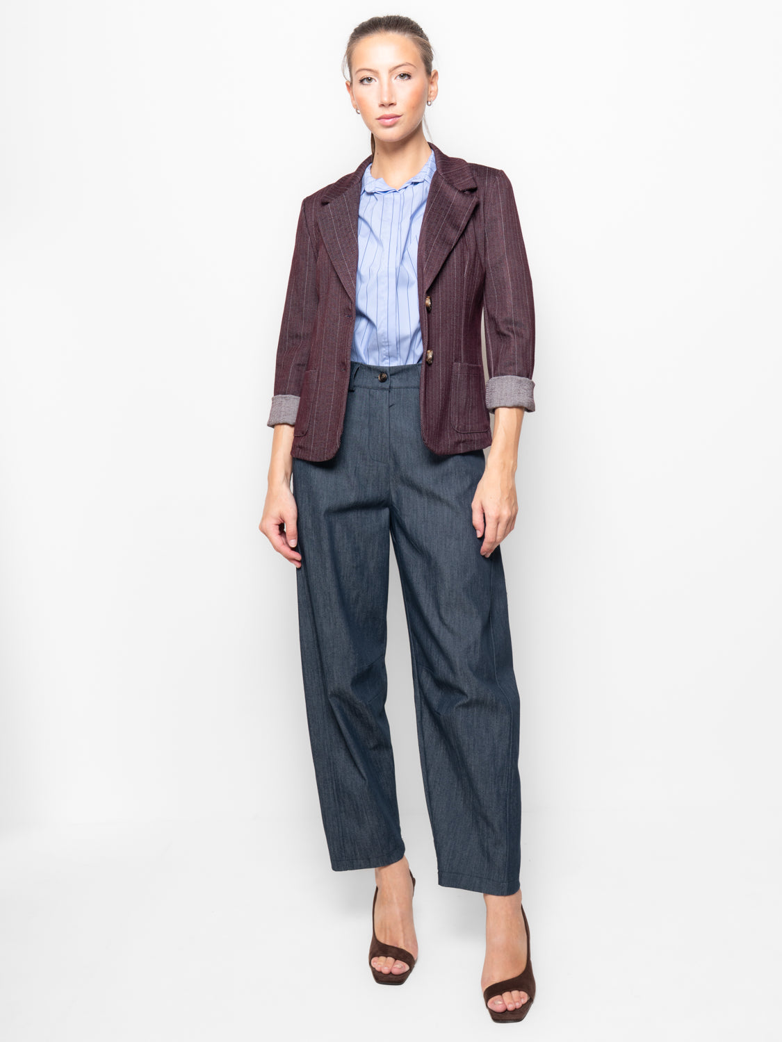 Blazer gessato con revers
