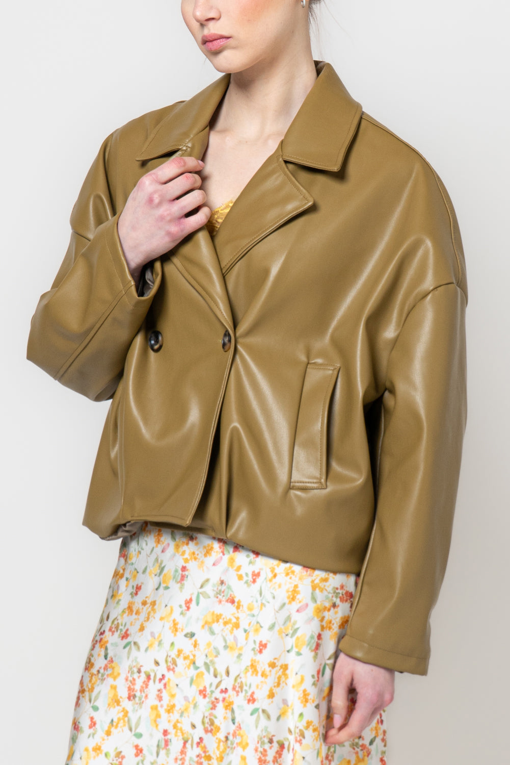 Bomber doppiopetto in similpelle