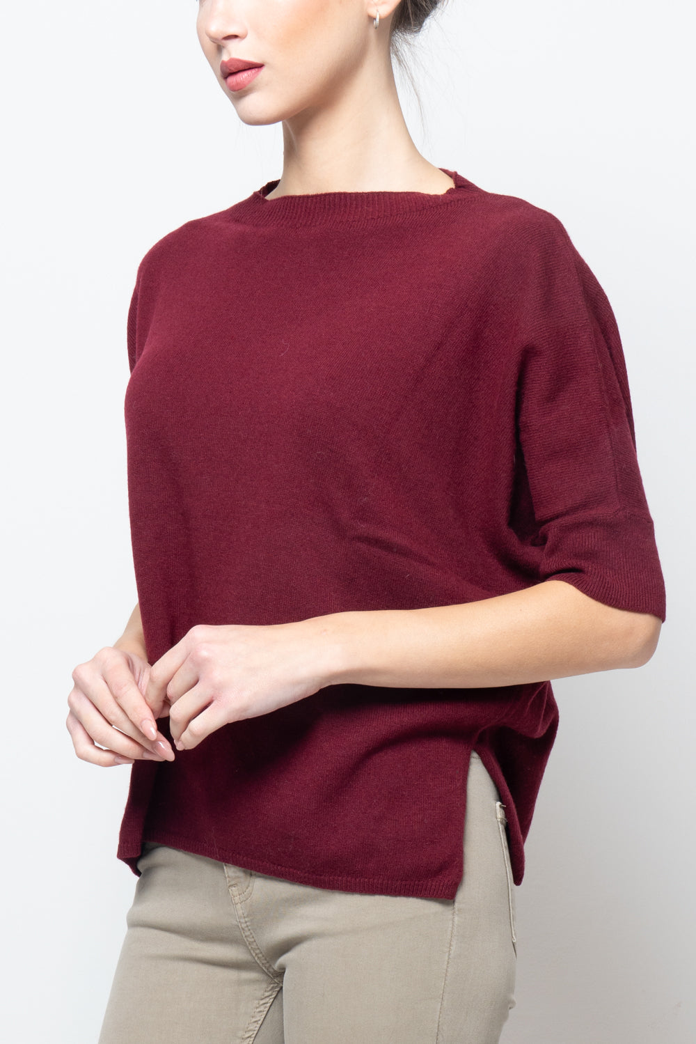 Maglia misto cashmere manica corta