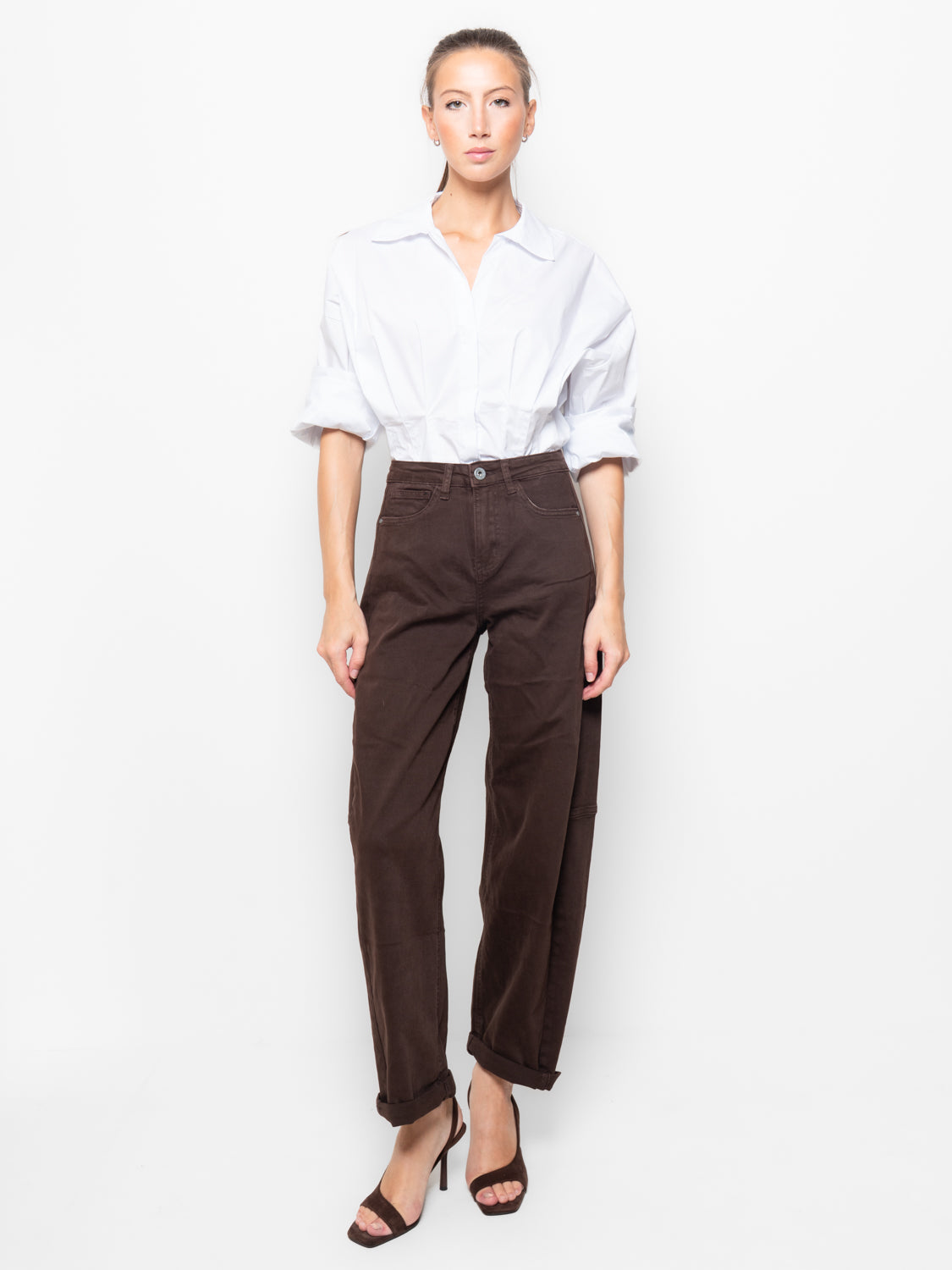 Pantalone barrel in cotone