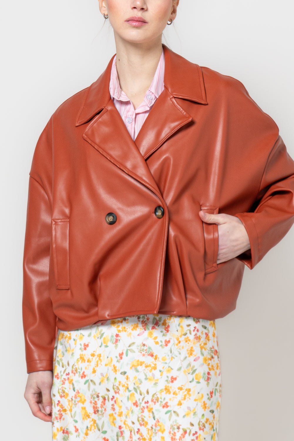 Bomber doppiopetto in similpelle