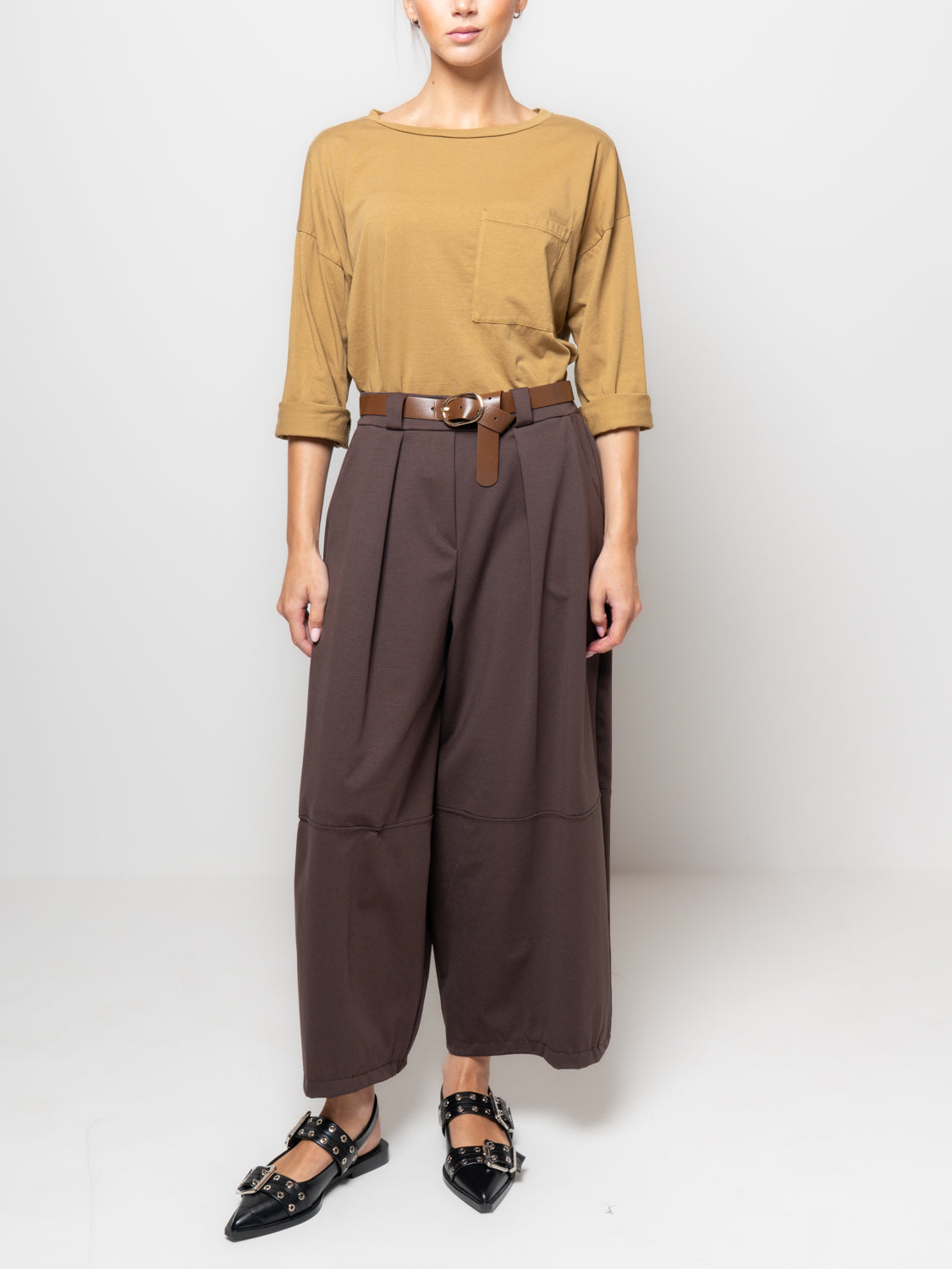 Pantalone barrel in punto milano