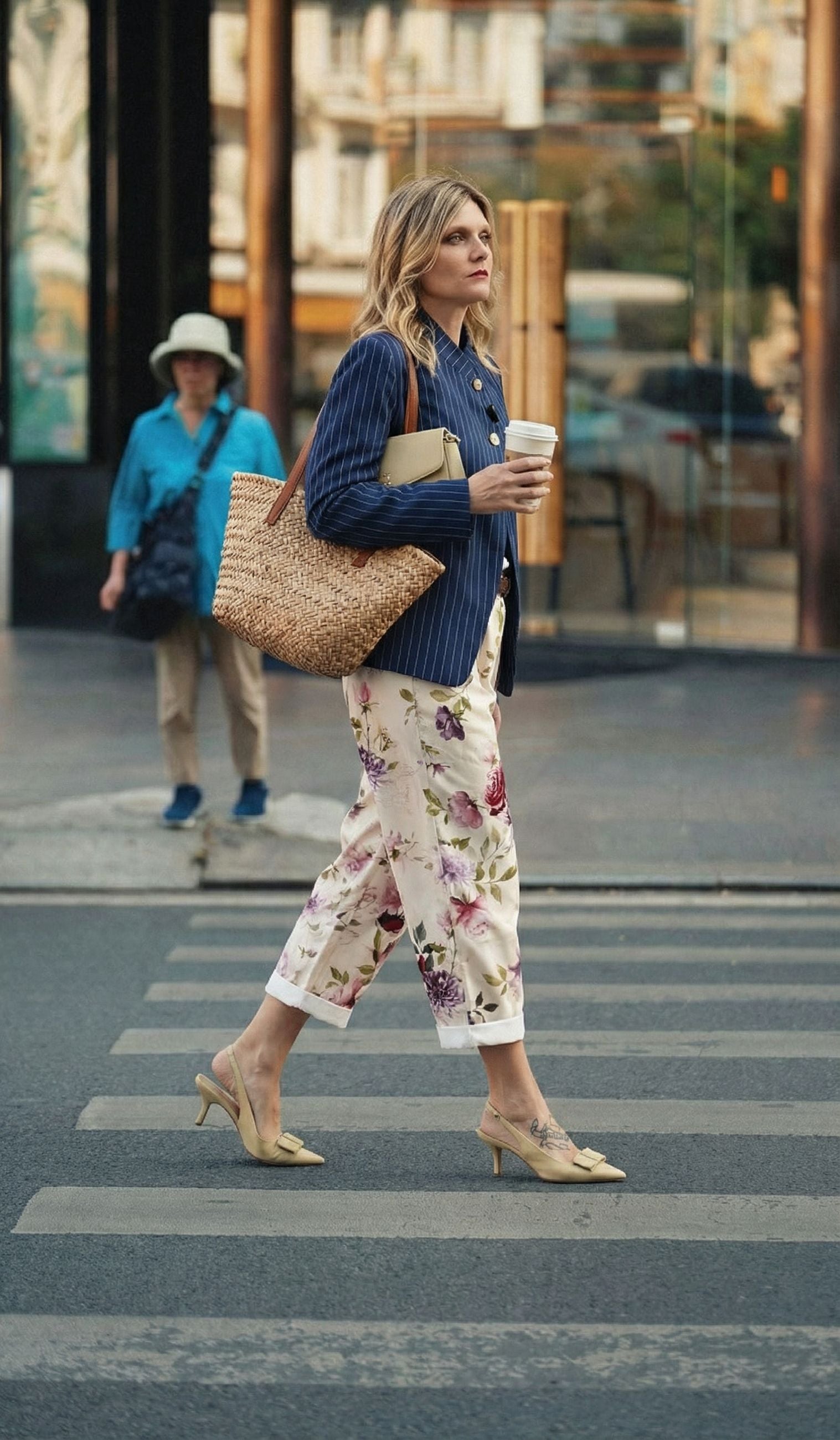 Giacca alla Coreana in Tessuto Gessato