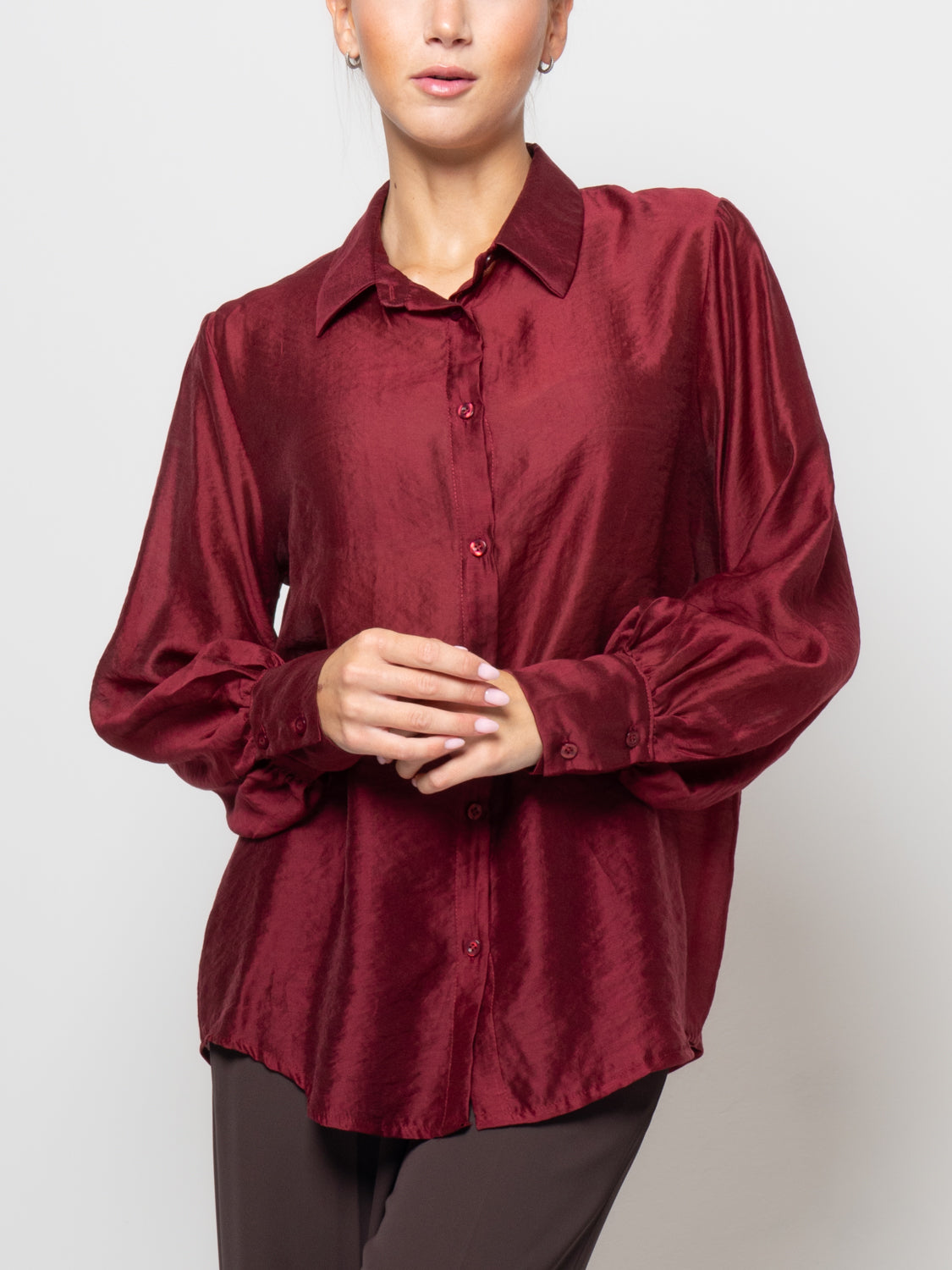 Camicia in tencel con manica volume