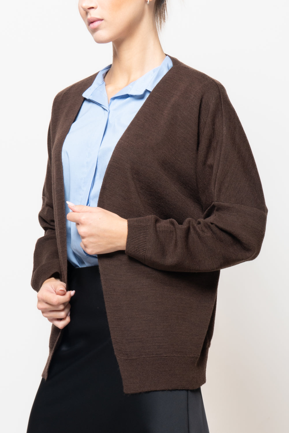 Cardigan in misto lana con spacchi