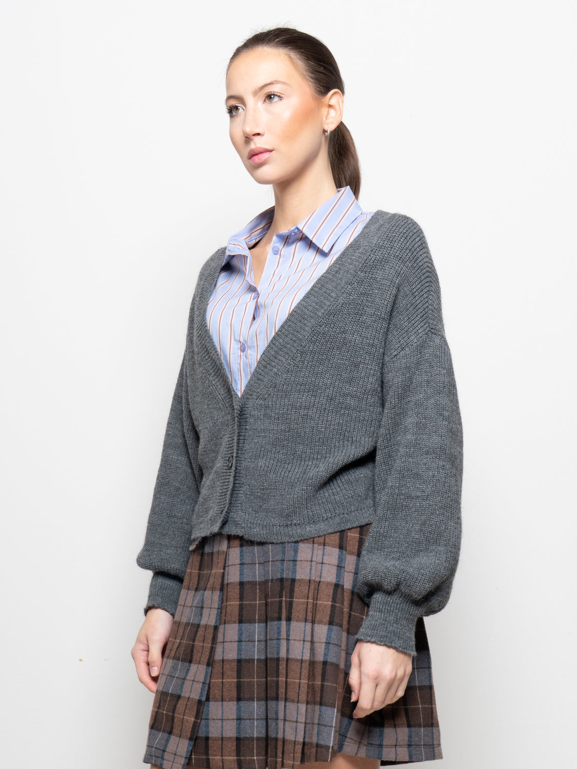 cardigan crop doppio V
