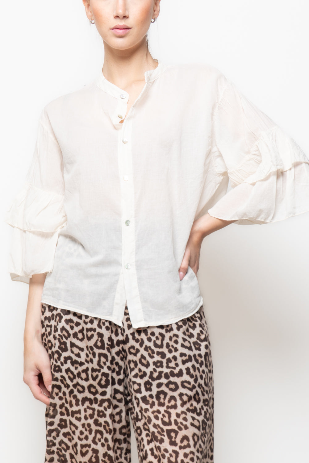 Camicia manica svasata in cotone