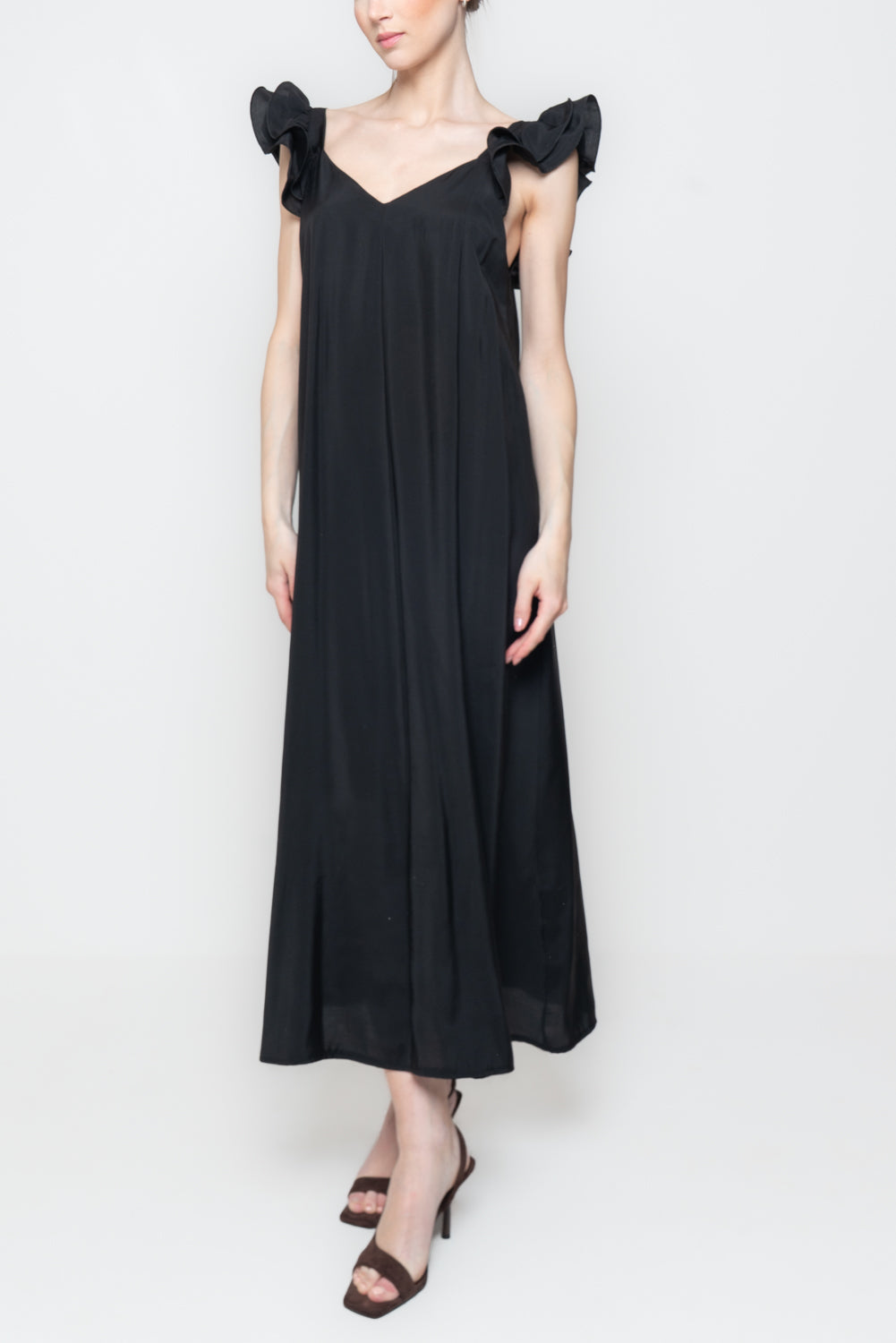 Abito Midi con Spalline a Balze