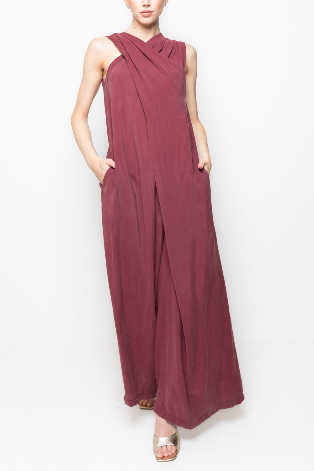 Tuta Intera Incrociata con Pantalone Wide Leg