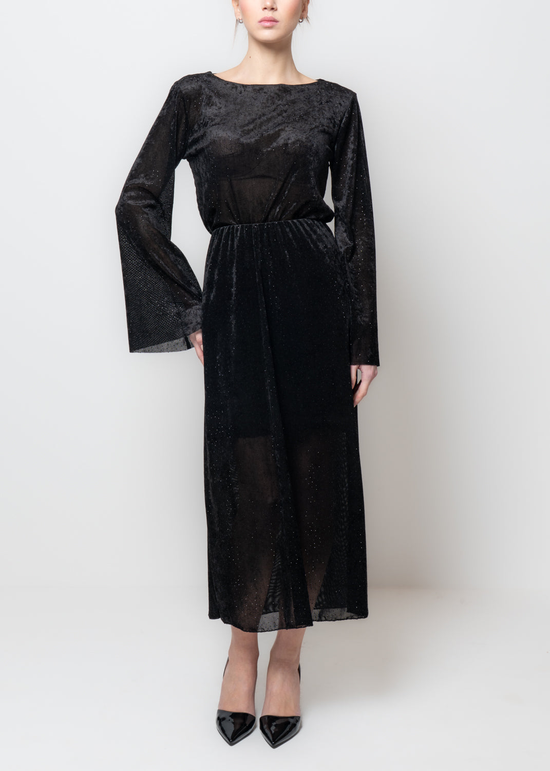 Gonna in ciniglia con punti luce