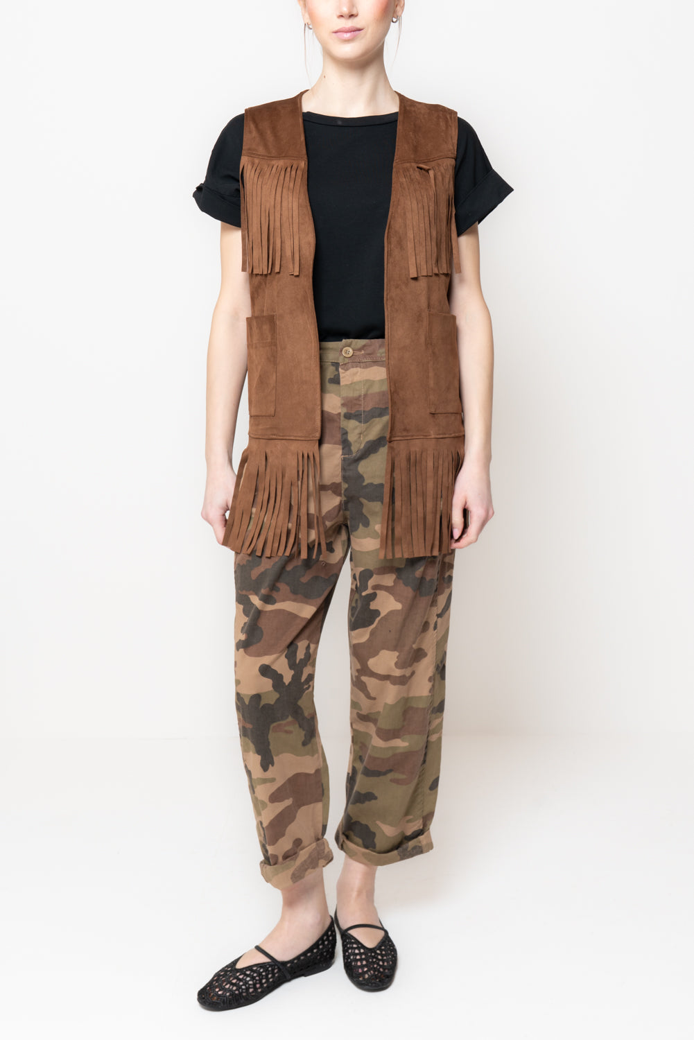 Gilet in Suede con Frange