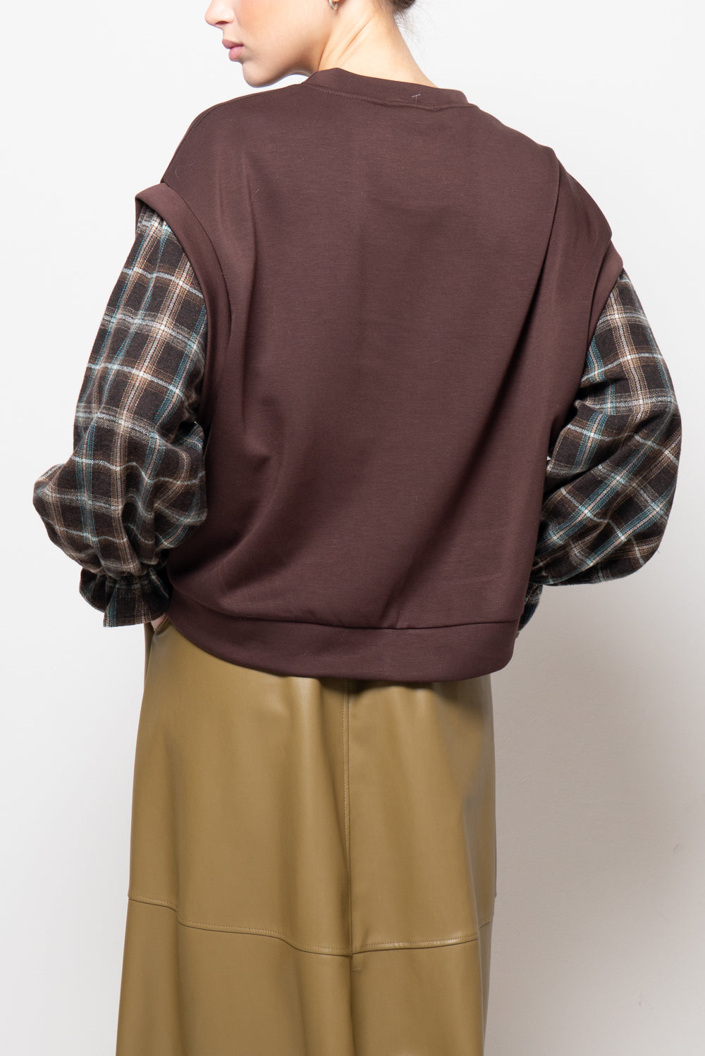 Felpa con manica a quadri