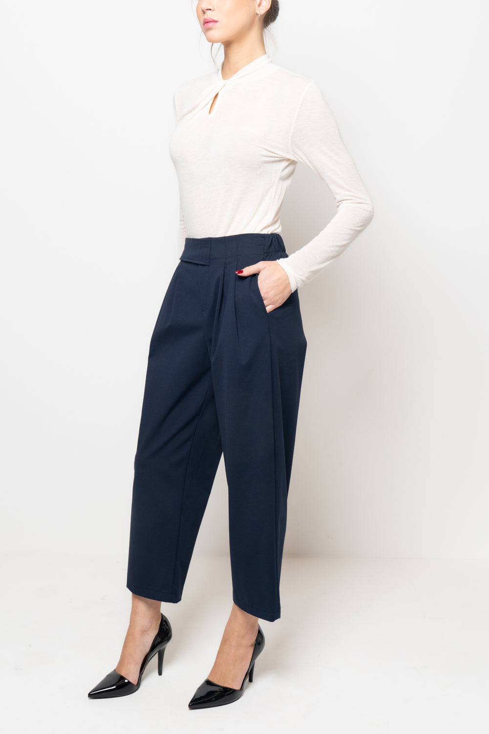 Pantalone in punto milano doppio bottone