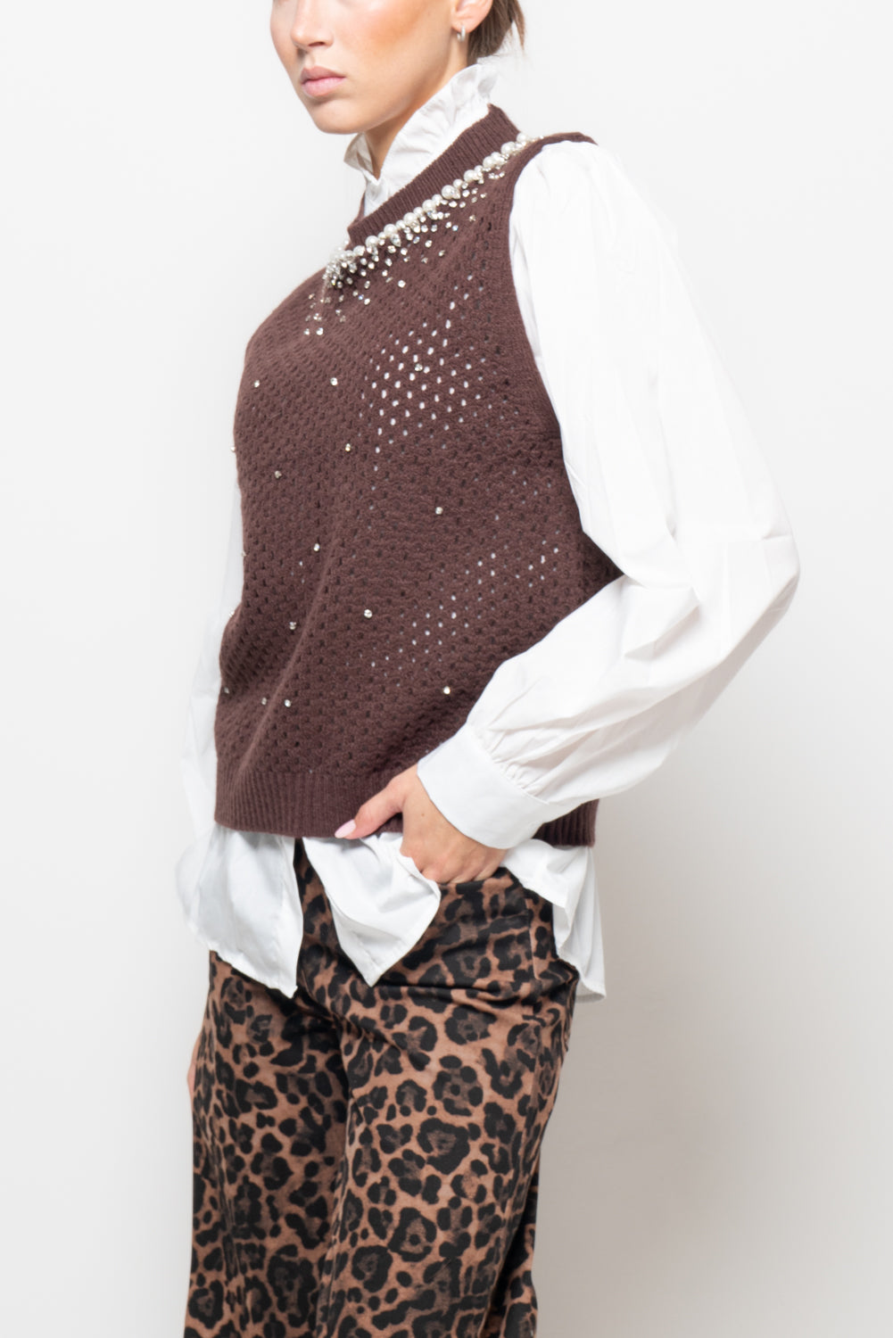 Camicia e gilet con strass