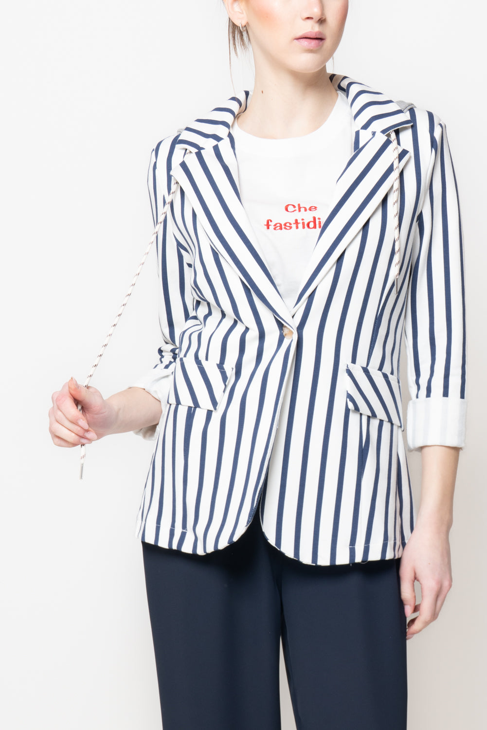 Giacca a righe con cappuccio