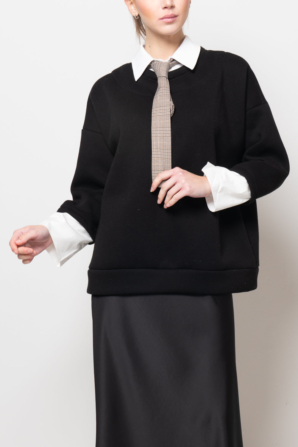 Felpa doppio tessuto con cravatta