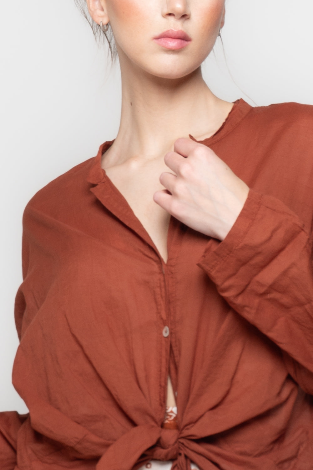Camicia Oversize con Scollo alla coreana