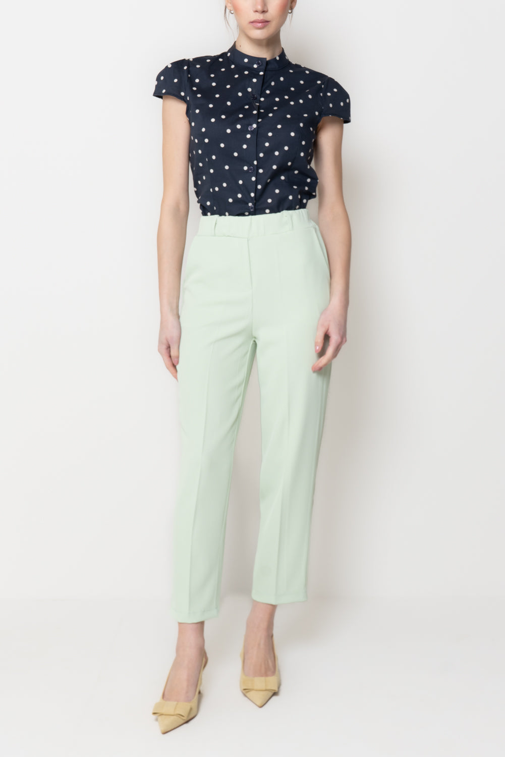 Pantaloni Slim con Piega Stirata
