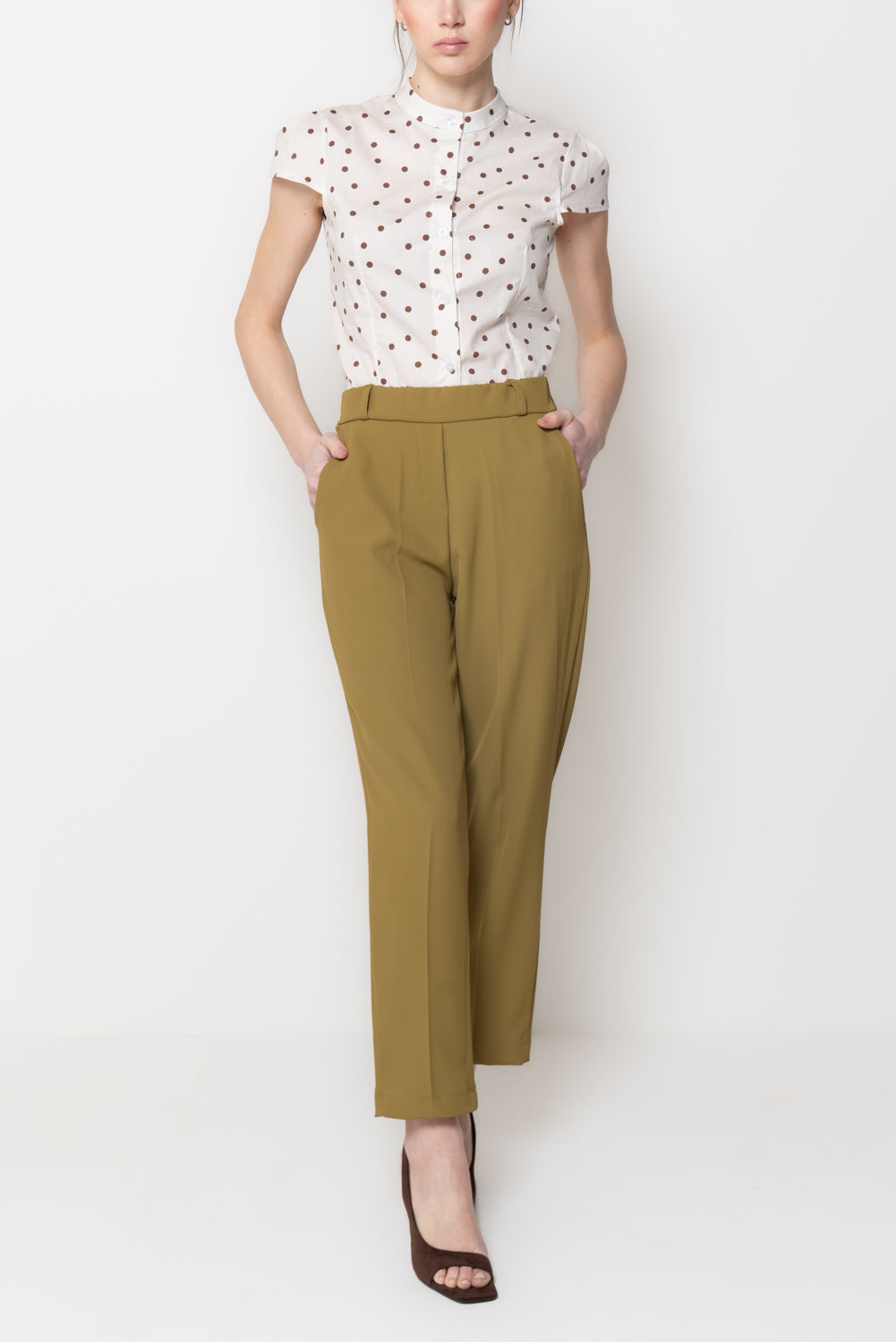 Pantaloni Slim con Piega Stirata