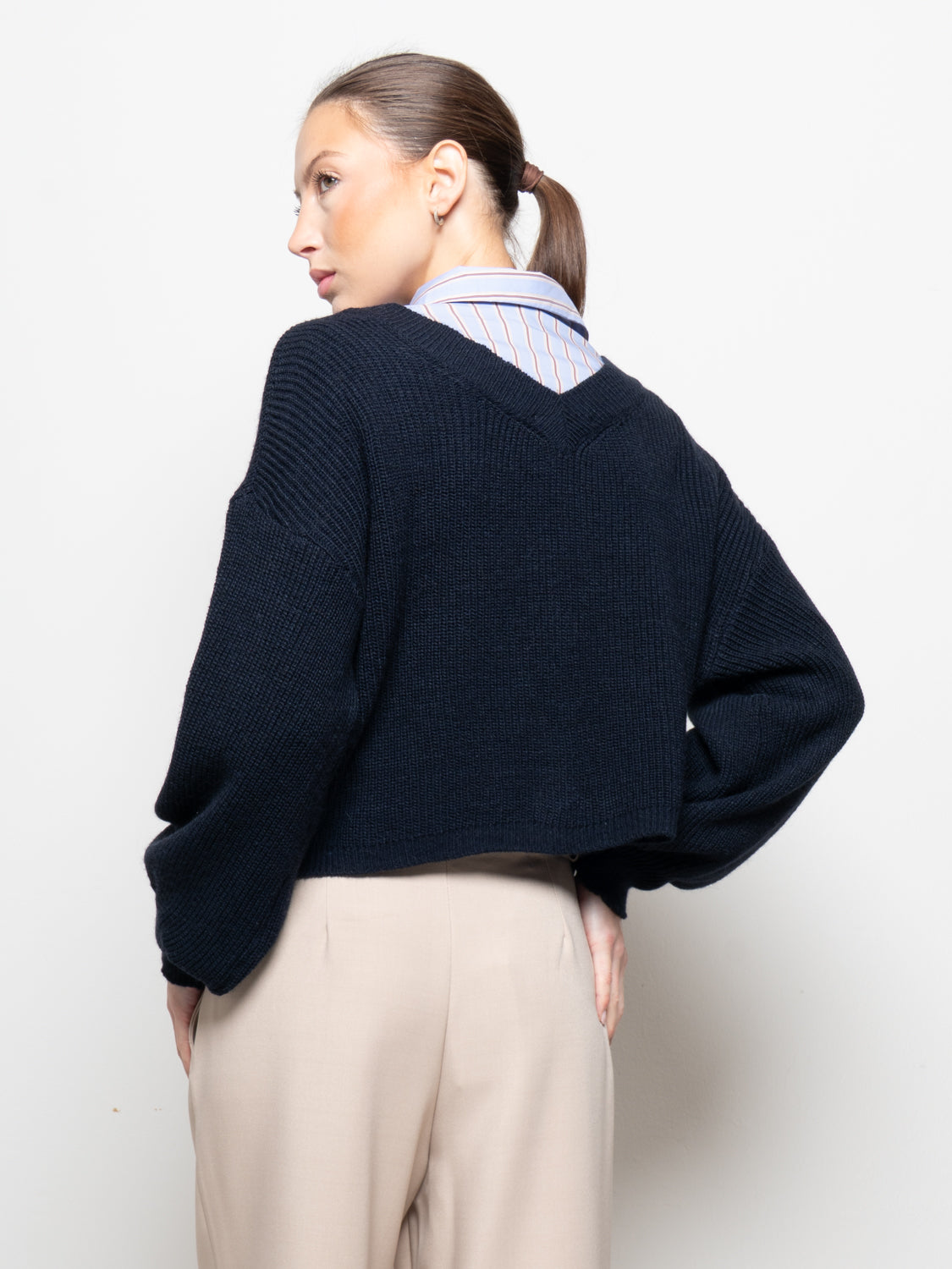cardigan crop doppio V