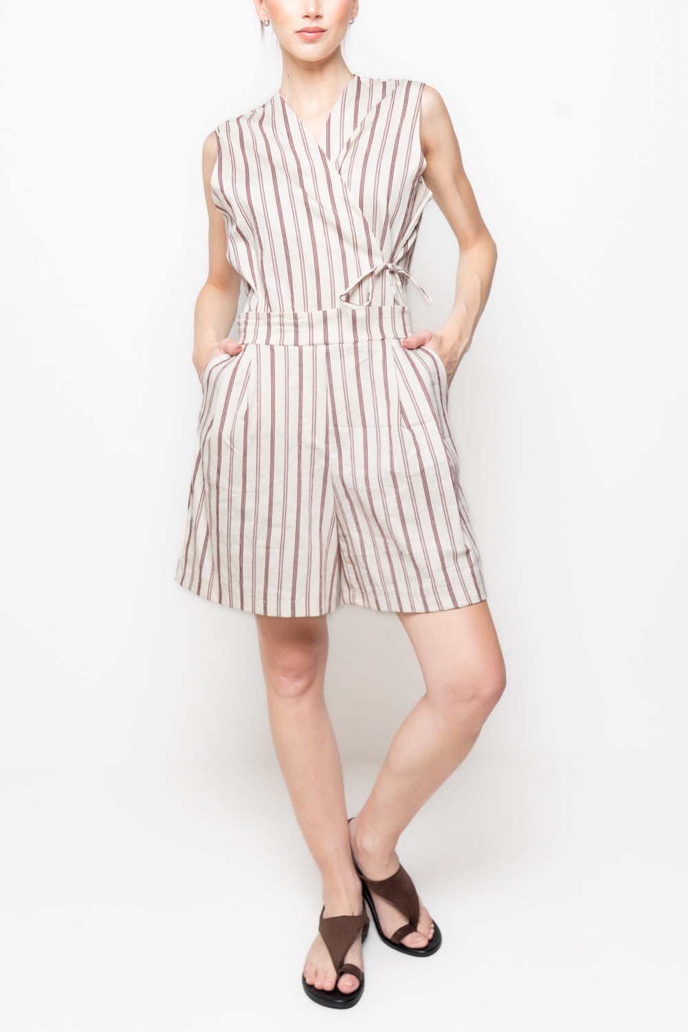 Shorts a Righe con Pinces