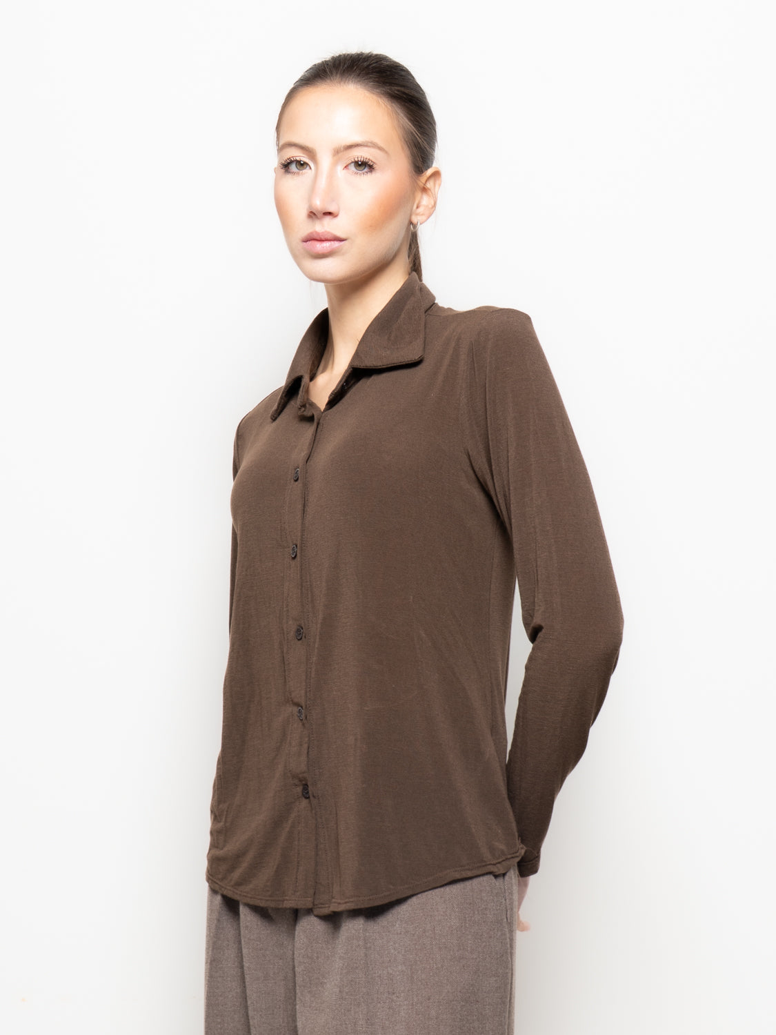 Camicia misto cashmere con colletto