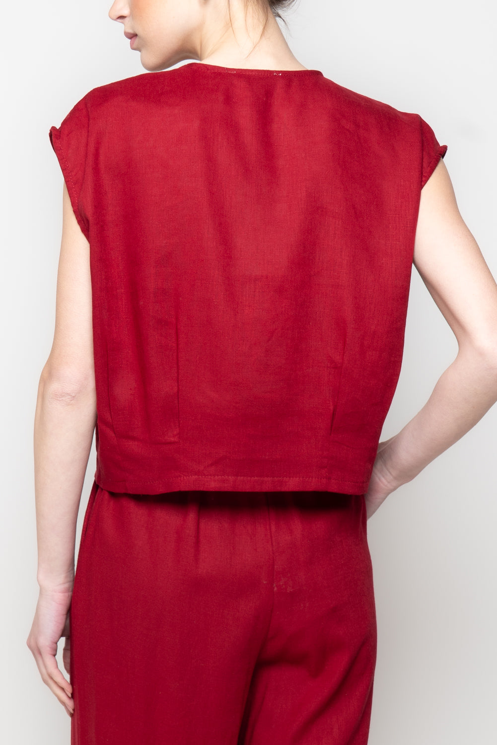 Gilet Cropped in Misto Lino