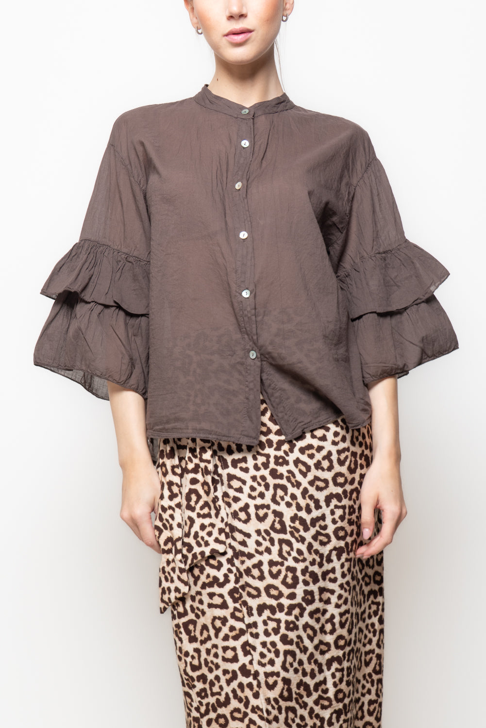 Camicia manica svasata in cotone
