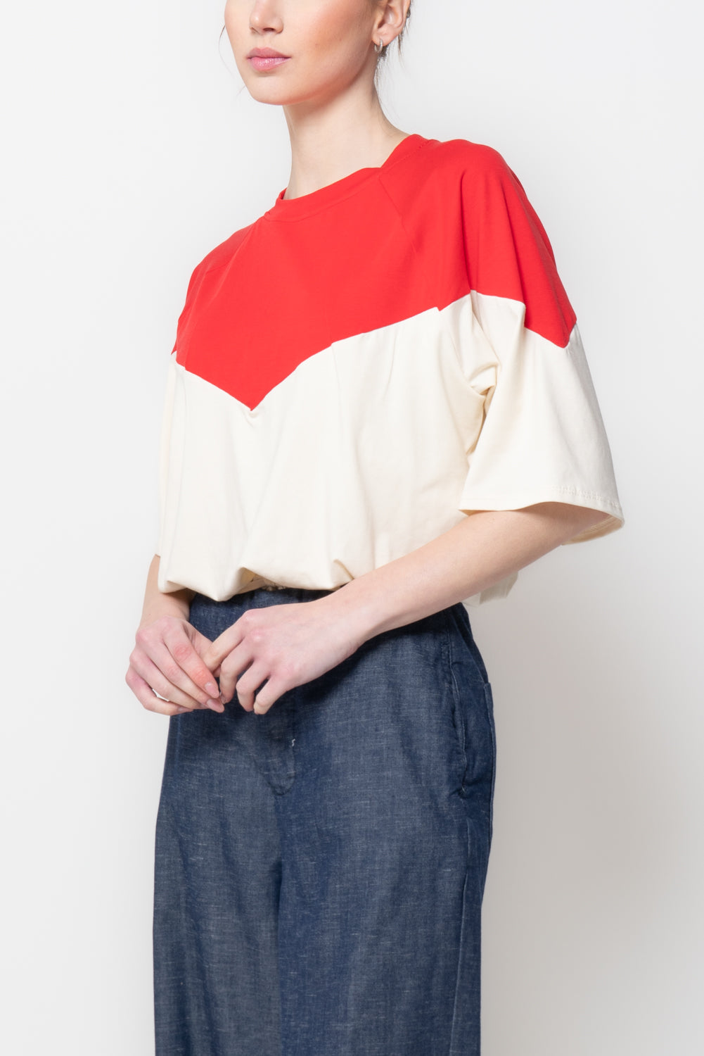 T-shirt Bicolore a Intarsio