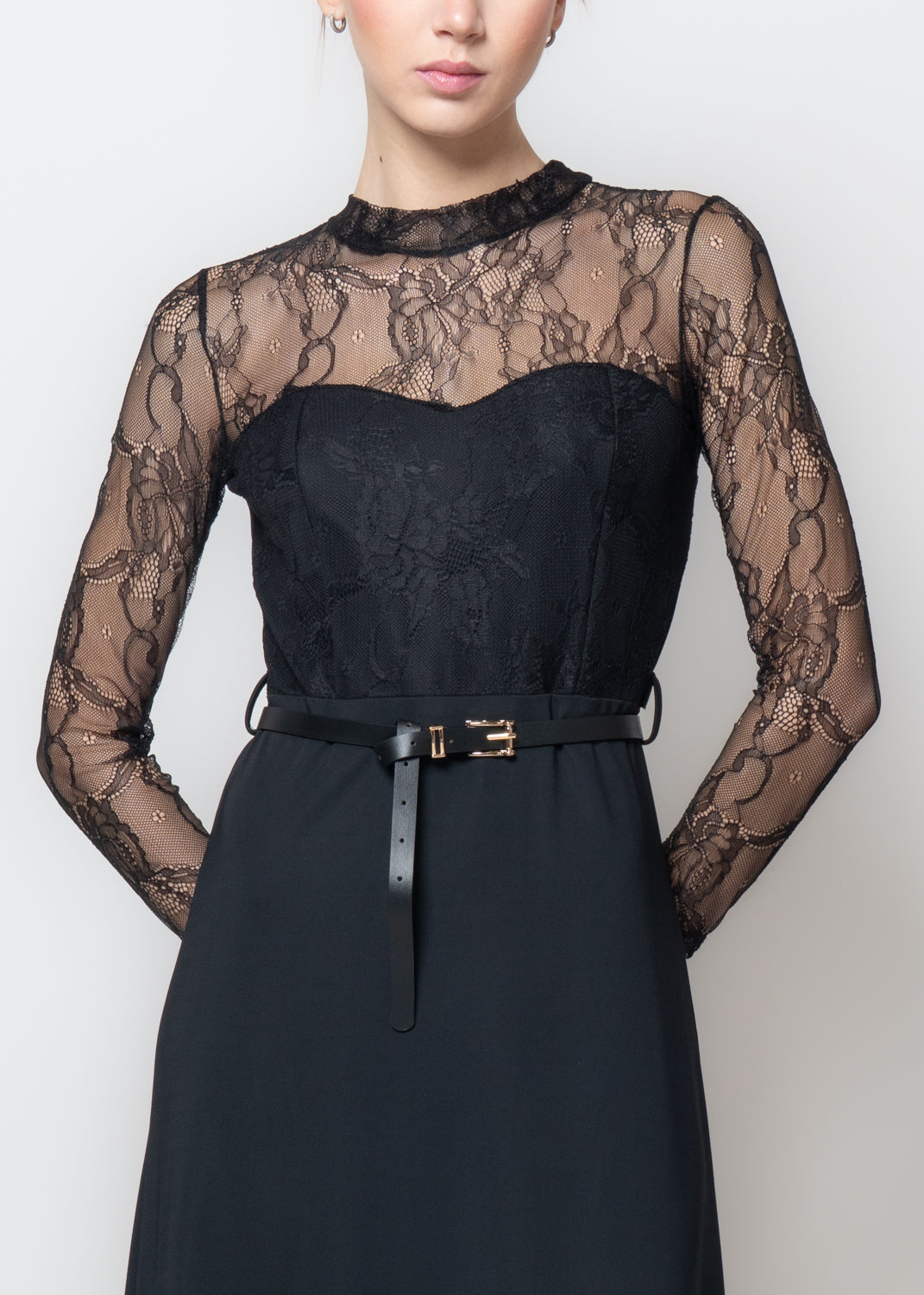 Abito lungo in doppio tessuto