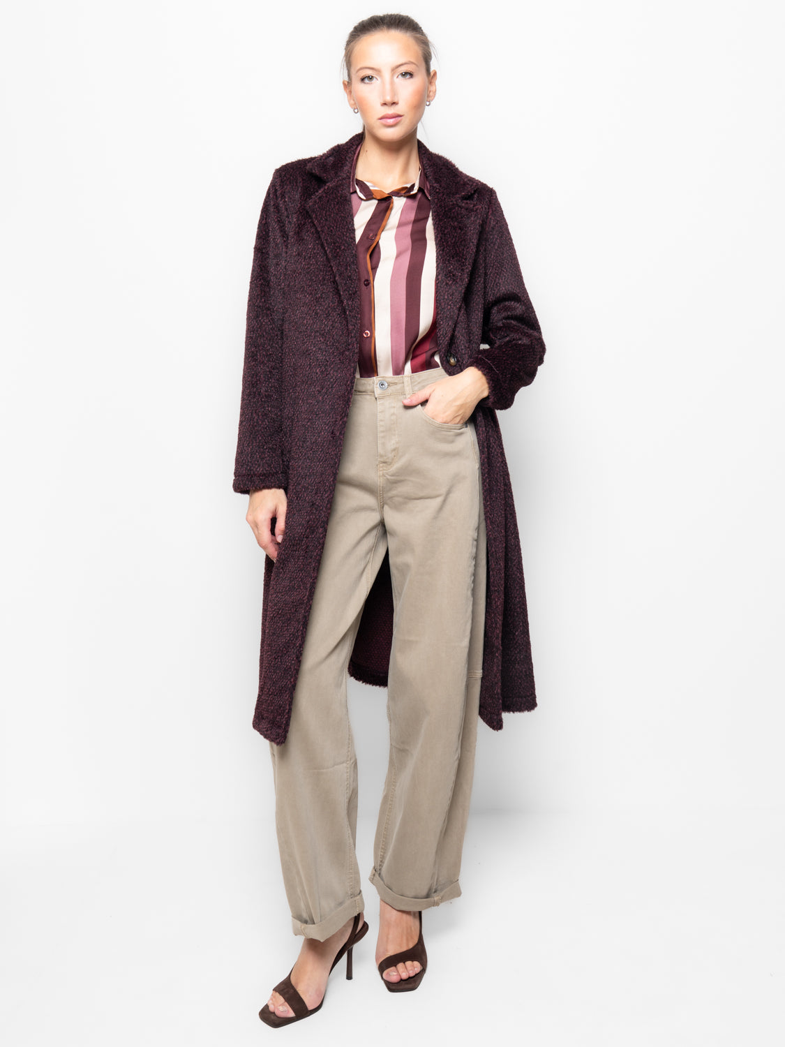 Cappotto in bouclé effetto pelliccia