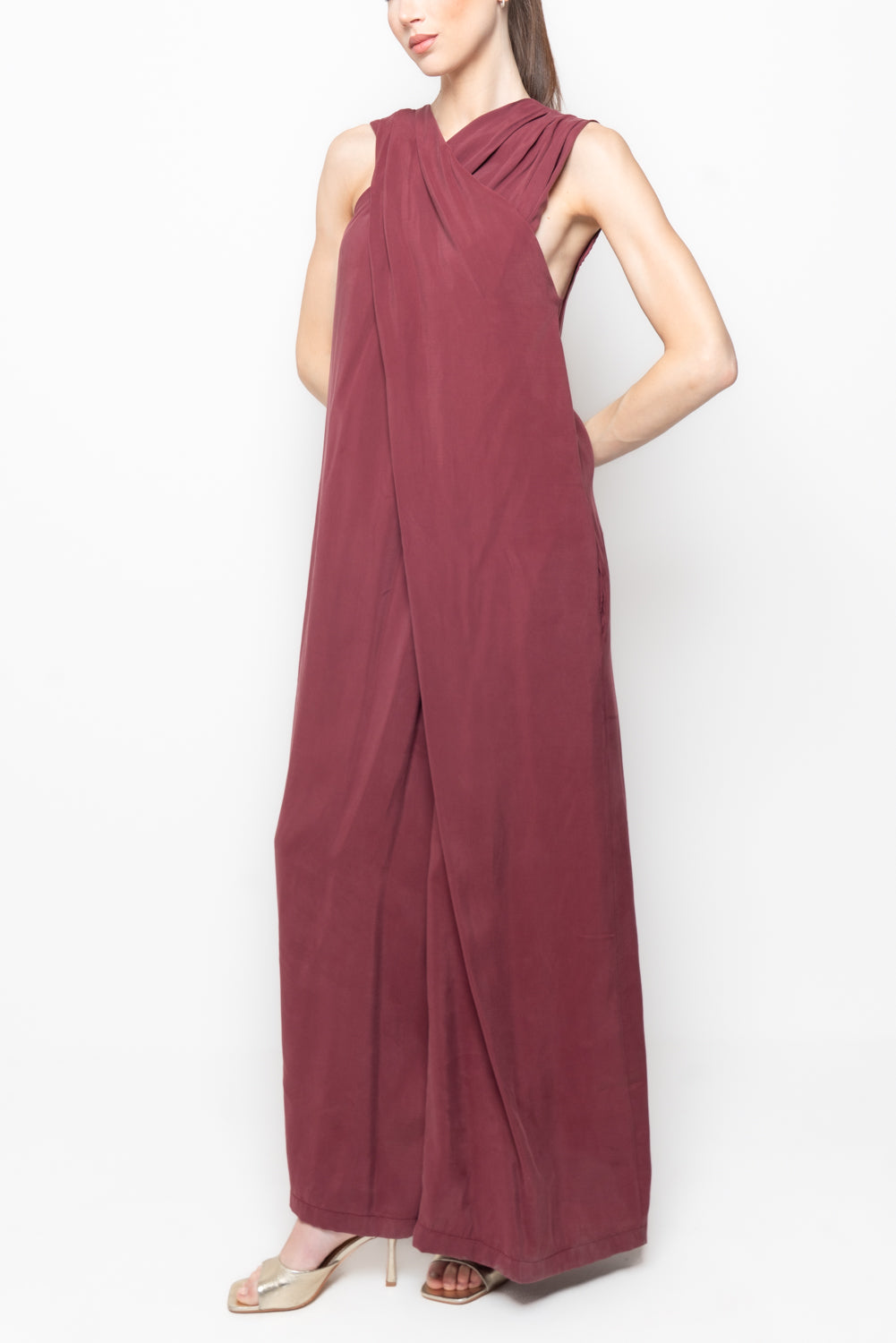Tuta Intera Incrociata con Pantalone Wide Leg