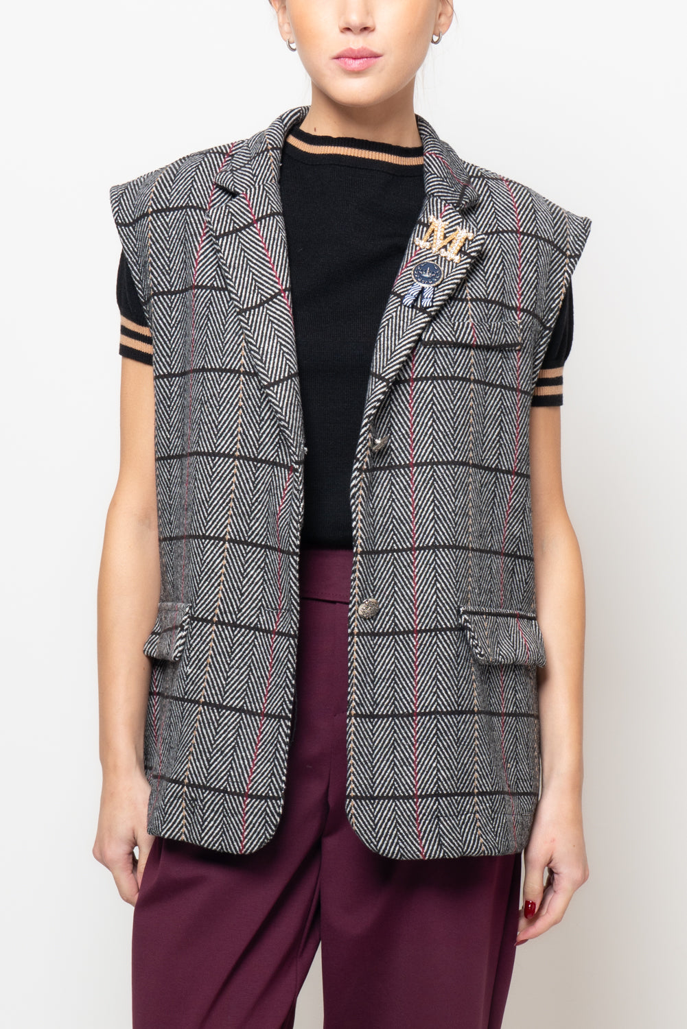 Gilet in tessuto spigato