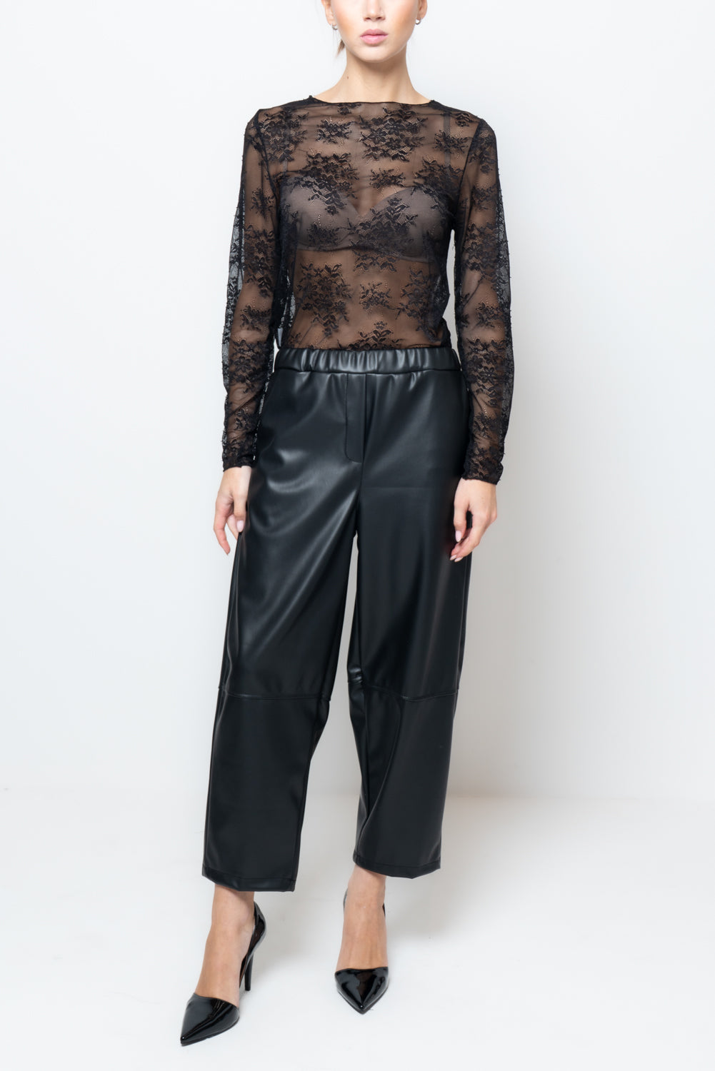 Pantalone baggy in similpelle