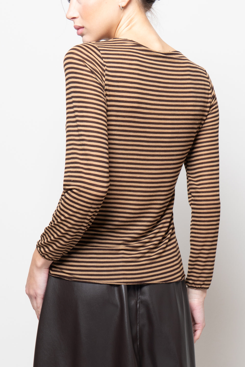 T shirt in misto cashmere a righe