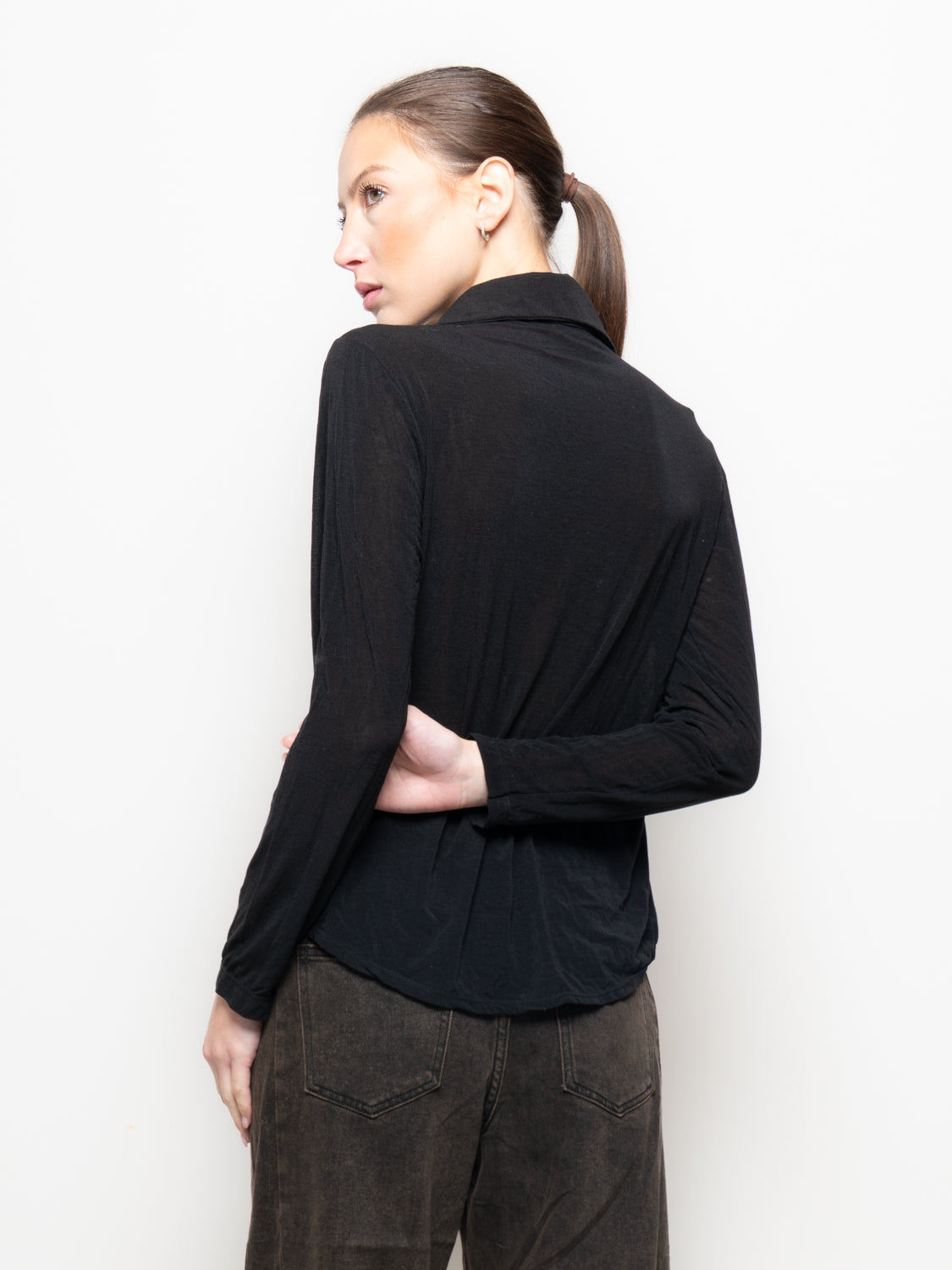 Camicia misto cashmere con colletto