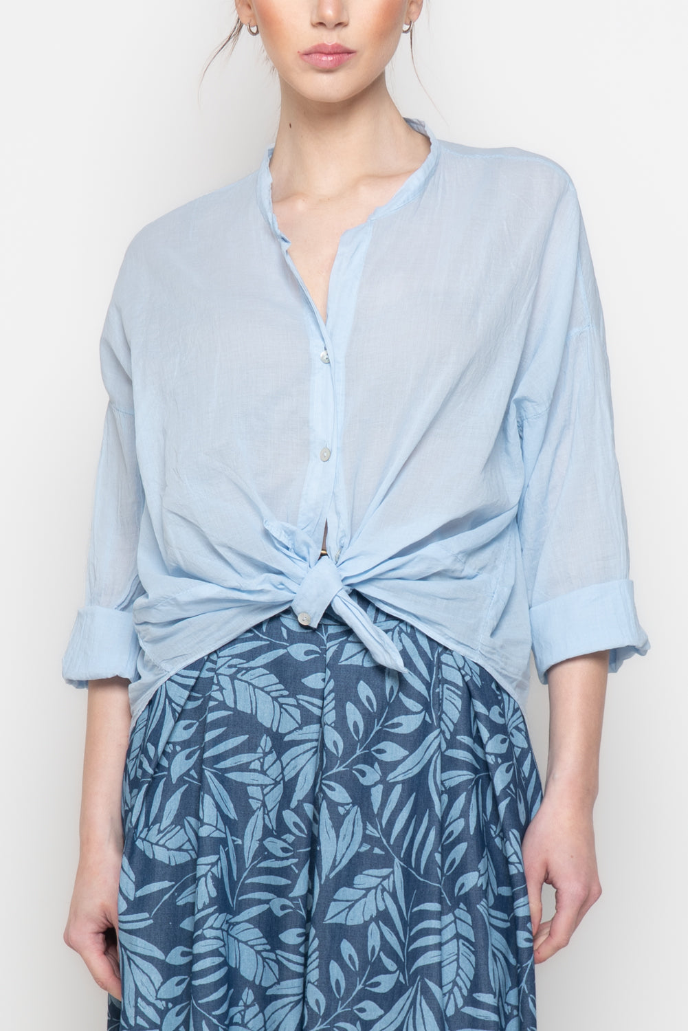 Camicia Oversize con Scollo alla coreana