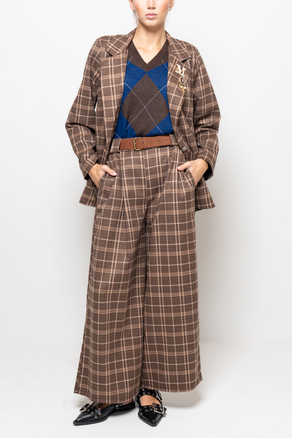 Pantaloni palazzo a quadri