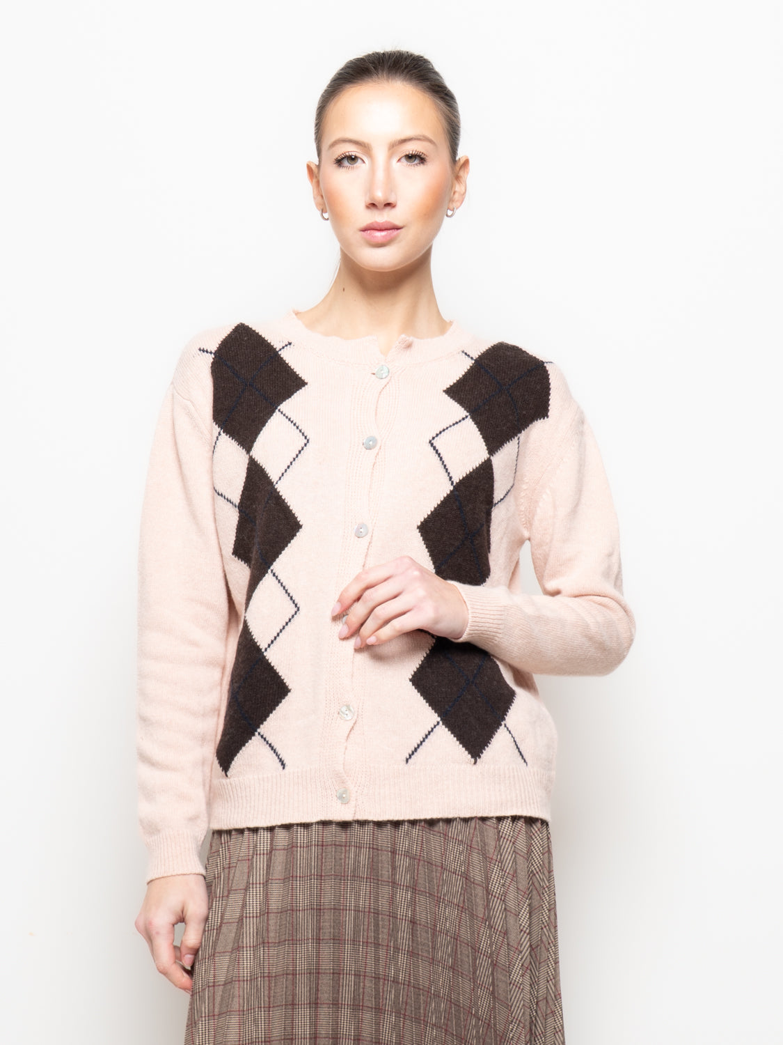 Cardigan con stampa a rombi