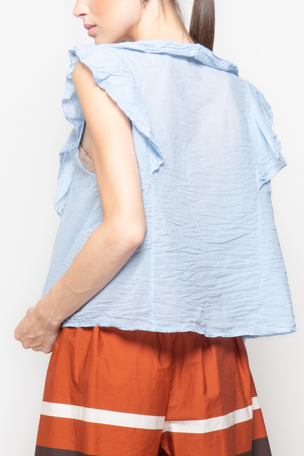 Blusa Leggera con Scollo a V e Volant