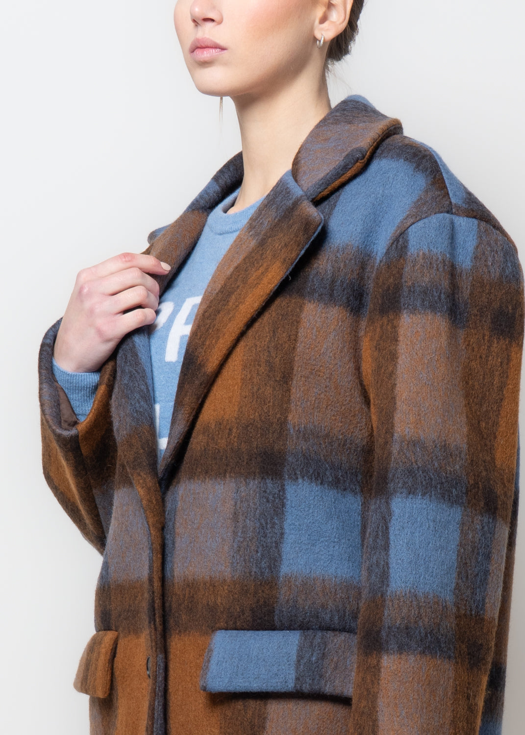Cappotto tartan in lana cotta