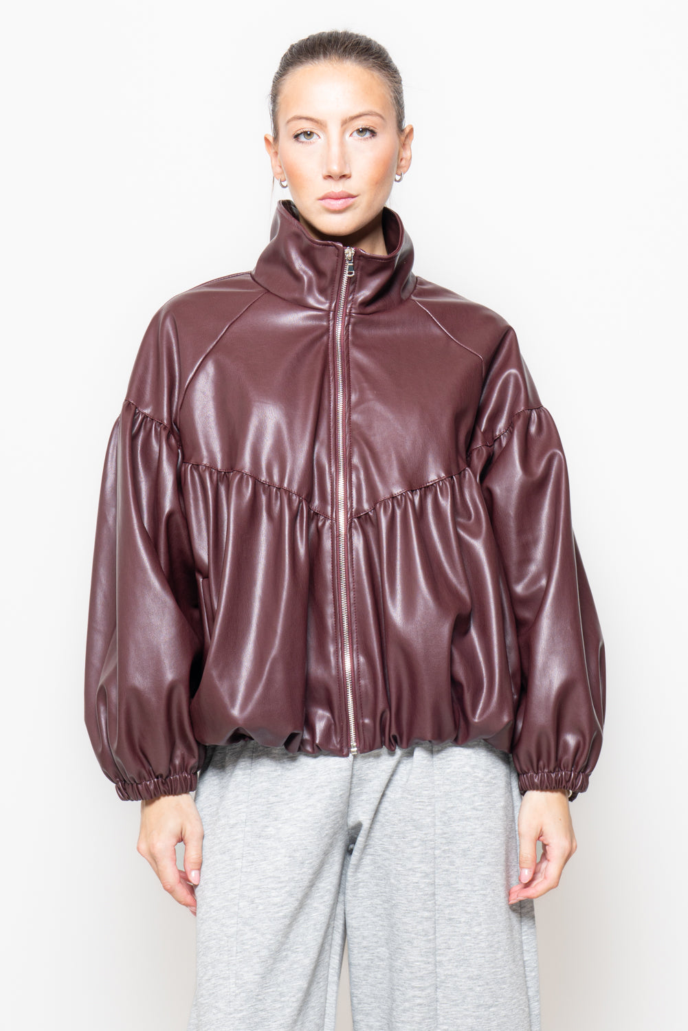 Bomber ecopelle con balza