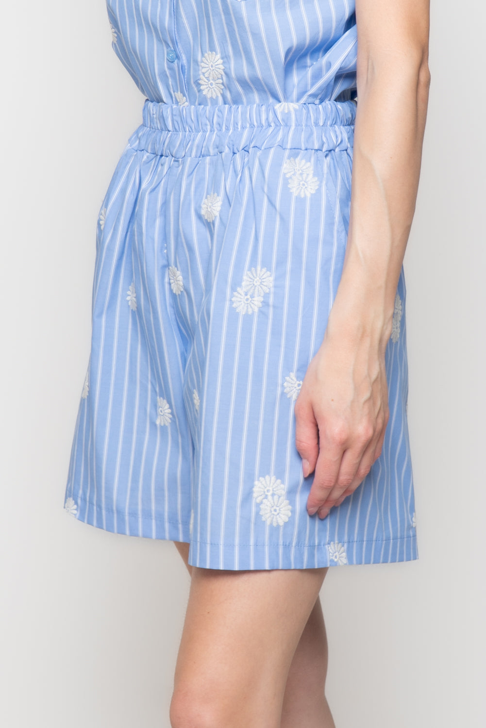 Shorts a Righe con ricami